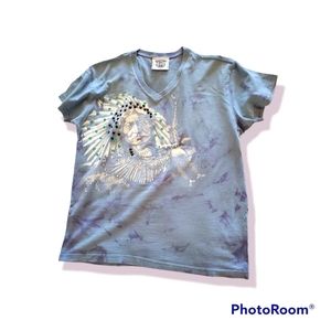 BULZEYE, blue V neck t-shirt